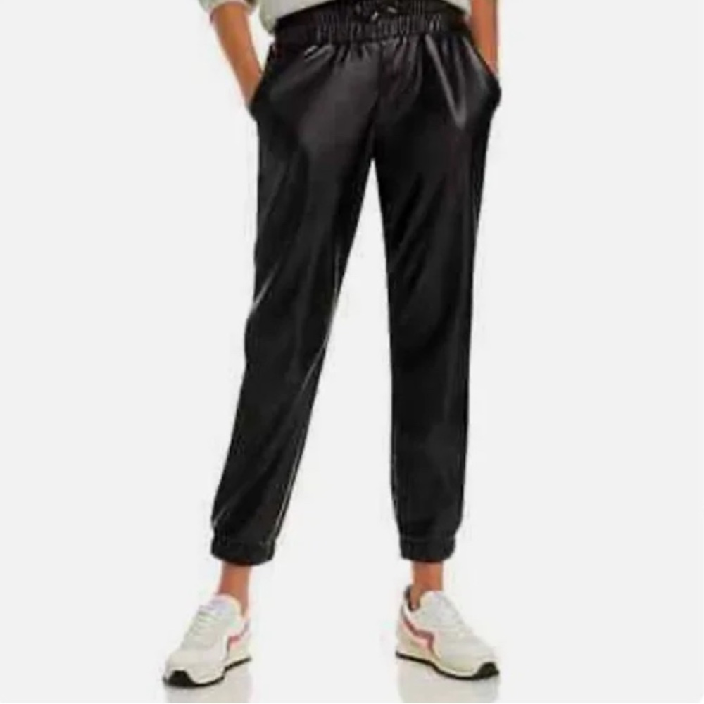 NWOT 7 For All Mankind Black Faux Leather Fashion Joggers. Never worn.